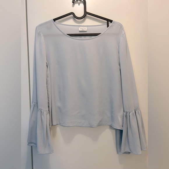 Aritzia Babaton Humbert Blouse, Cropped, bell-sleeve blouse, baby blue, … - Picture 2 of 9